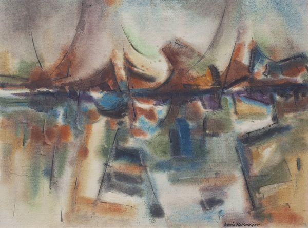 Watercolor by Louis Kollmeyer titled “Evening Image”, 29 × 21 inches