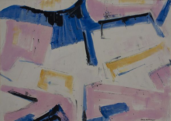 Watercolor by Louis Kollmeyer titled “Untitled (Pink & Blue)”
