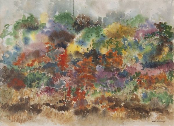 Watercolor by Louis Kollmeyer titled “Autumn Tapestry”, 21.5 × 29.5 inches