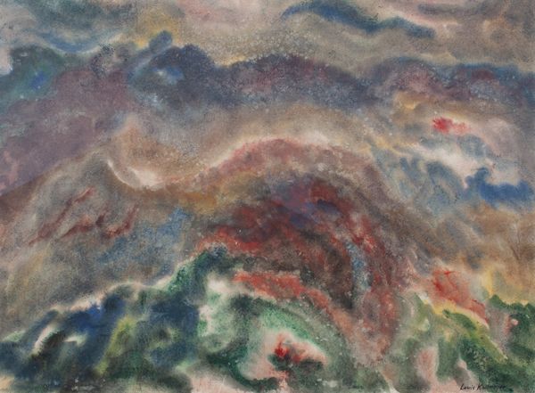 Watercolor by Louis Kollmeyer titled “Burning Mountain”, 21 × 29 inches