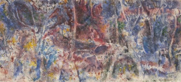 Watercolor by Louis Kollmeyer titled “Forest Fantasy”, 13.5 × 29.5 inches