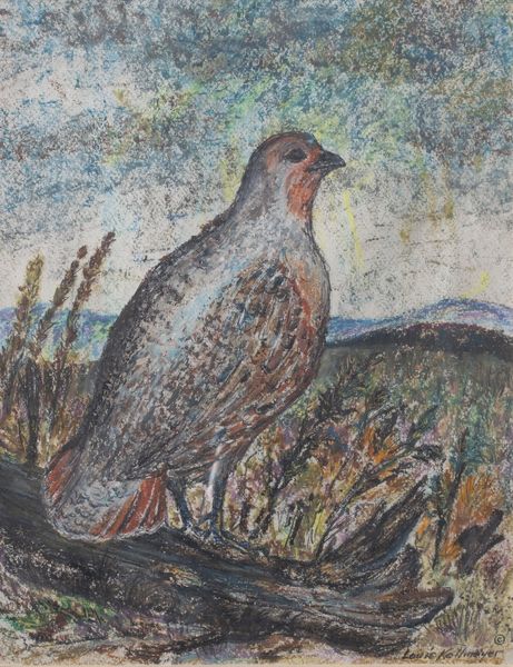 Oil Pastel by Louis Kollmeyer titled “Hungarian Partridge”, 10.25 × 13.25 inches
