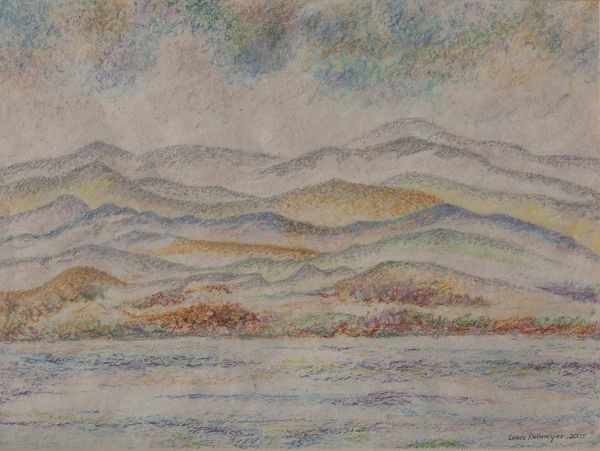 Oil Pastel by Louis Kollmeyer titled “North Shore Foothills”, 13.5 × 19.5 inches