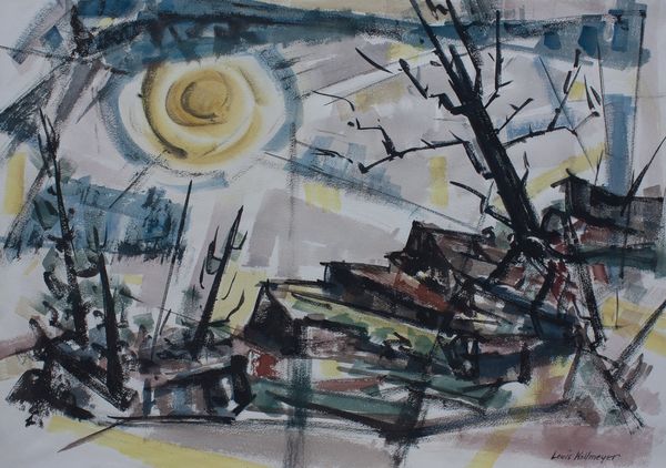 Watercolor by Louis Kollmeyer titled “On the Mountain”, 29.5 × 20.5 inches