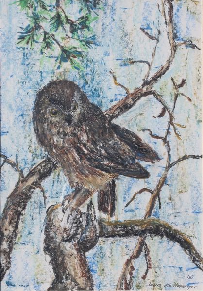 Whet Owl by Louis Kollmeyer titled “Saw”, 9 × 13 inches