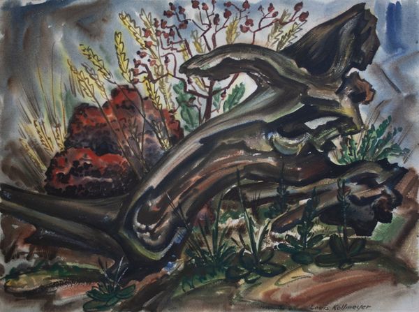 Watercolor by Louis Kollmeyer titled “Untitled(log)”, 29 × 21 inches