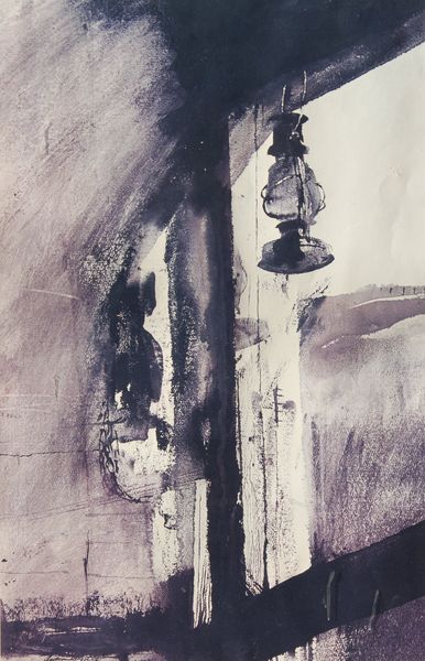 Print by Andrew Wyeth titled “The Shed Lantern”, 16 × 25 inches