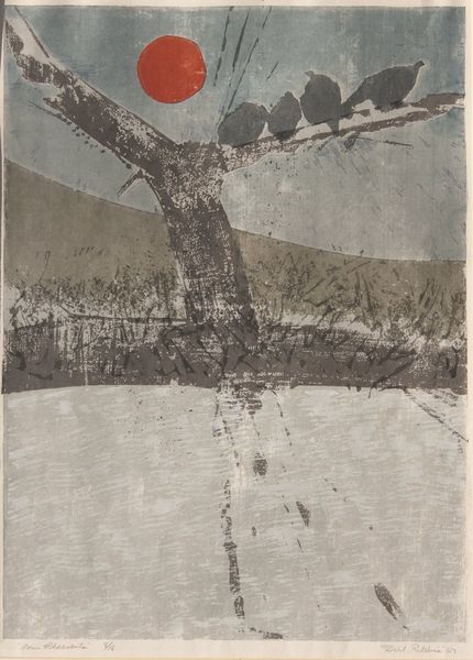 Print 8:16 1963 by Bill Ritchie titled “Four Pheasants”, 14 × 19 inches