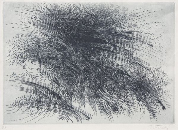 Etching by Gabor Peterdi titled “Angry Waves”, 17.5 × 13 inches
