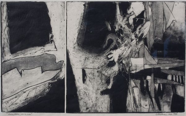 Intaglio by Gregory Hawkins titled “Boer, Boer, Onto War”, 28 × 17 inches