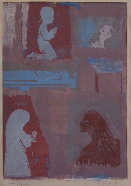 Block Print or Screen Print by W.Powell titled “Metomorphosis (1958)”, 9.75 × 14 inches