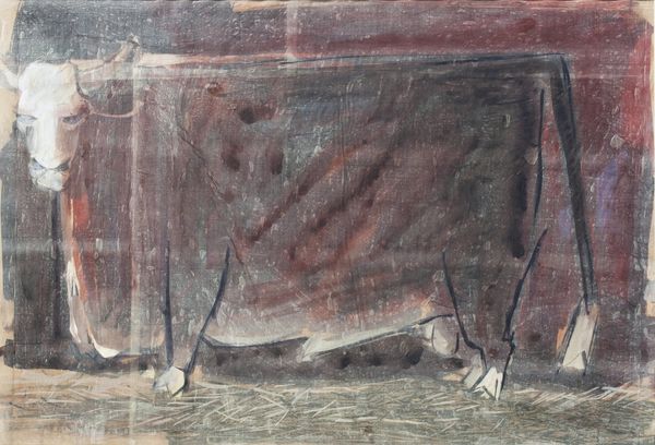 Watercolor by Walter Hook titled “The Hereford Bull”, 27.5 × 19 inches