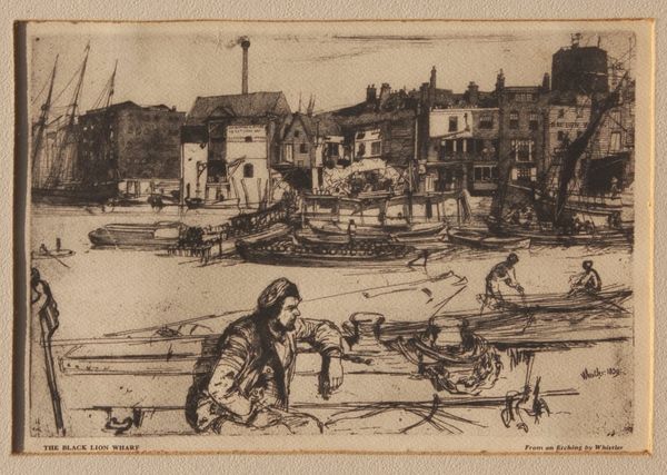 Etching (Photographic Print) by Whistler titled “Black Lion Wharf”, 9 × 6 inches