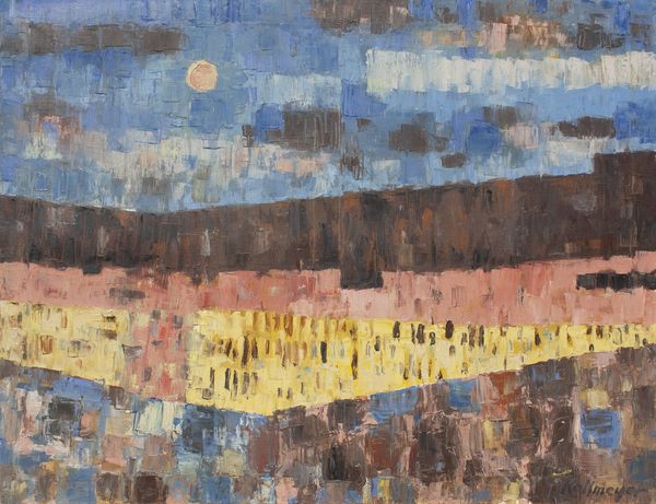 Oil by Louis Kollmeyer titled “Earth And Waning Sun”, 28 × 36 inches