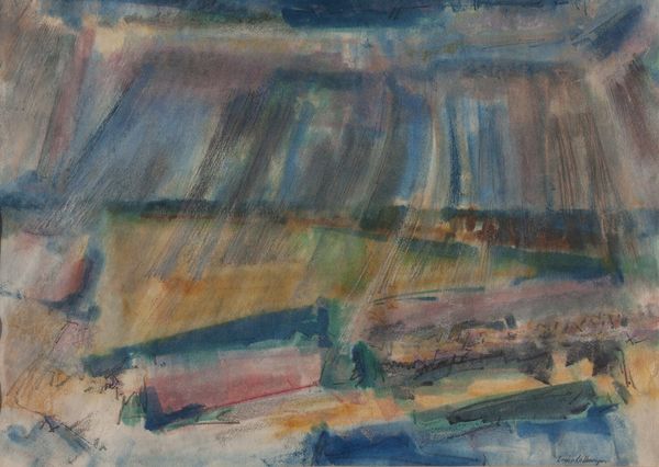 Watercolor by Louis Kollmeyer titled “Summer Rain”, 29 × 21 inches