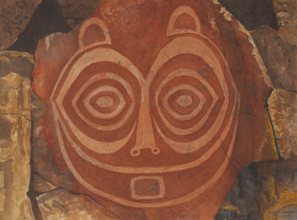 Watercolor by Louis Kollmeyer titled “"Tsagiglalal" She Who Watches (Petroglyph:Pictograph)”, 21.5 × 28.5 inches