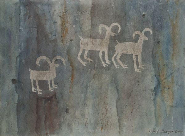 Watercolor by Louis Kollmeyer titled “Mountain Sheep (petroglyph)”, 17 × 23 inches
