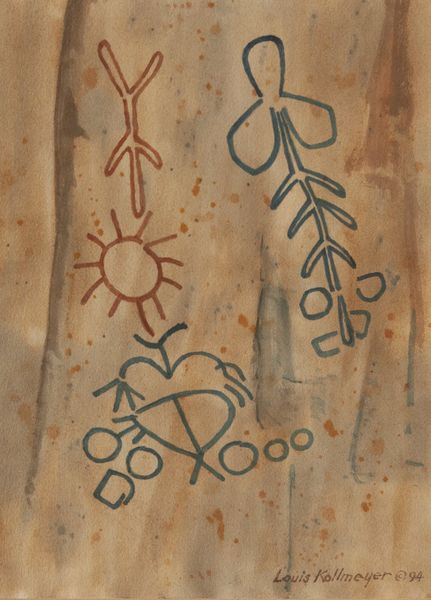 Watercolor by Louis Kollmeyer titled “Pictograph Eastern Oregon #2”, 11 × 15 inches
