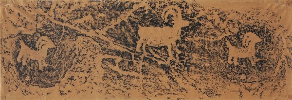 Rubbing by Louis Kollmeyer titled “Rubbing of Mountain Sheep Procession”