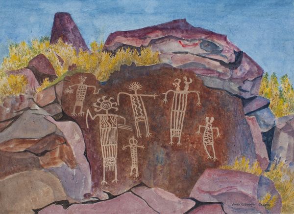Watercolor by Louis Kollmeyer titled “Six Figures”, 29 × 21 inches