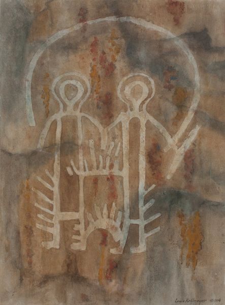 Watercolor by Louis Kollmeyer titled “Twin Figures w: Arc”, 29 × 21 inches