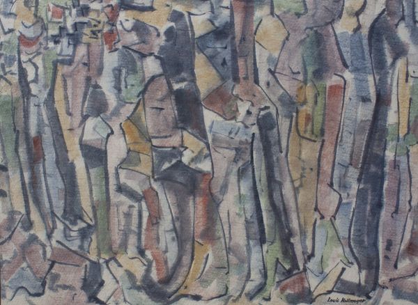 Watercolor by Louis Kollmeyer titled “Ancient Facade”, 29 × 21 inches
