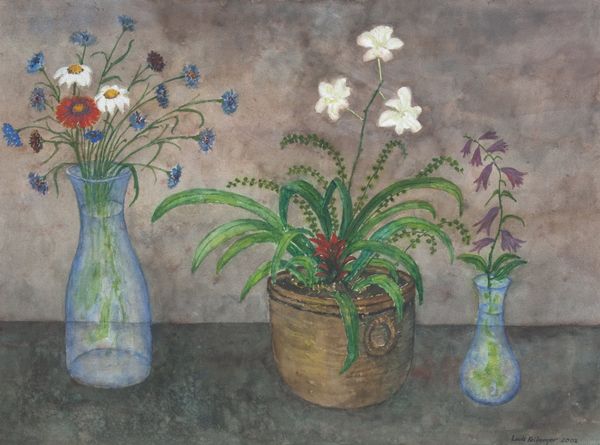 Watercolor by Louis Kollmeyer titled “Garden Flowers W: Orchids”