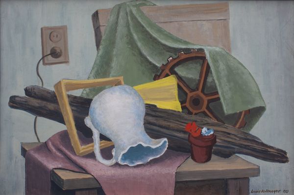 Gauche by Louis Kollmeyer titled “Studio Still Life”, 29.5 × 19.5 inches