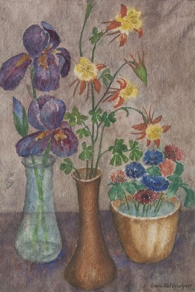 Watercolor by Louis Kollmeyer titled “Summer Bouquets”, 21 × 14 inches