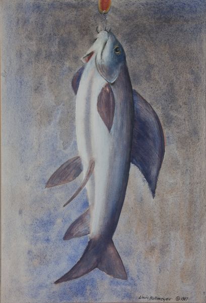 1987 by Louis Kollmeyer titled “Untitled Fish”, 10 × 14.5 inches