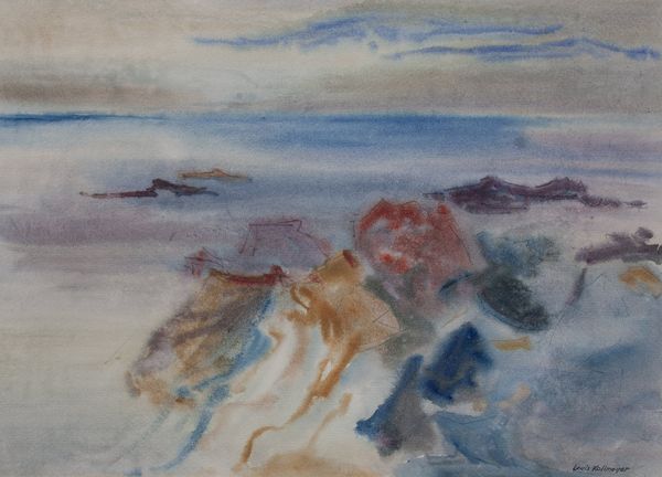 Watercolor by Louis Kollmeyer titled “Sea At Dawn”, 20.5 × 28.5 inches