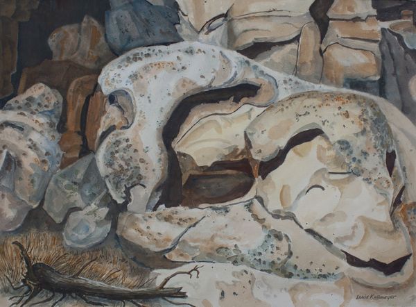 Watercolor by Louis Kollmeyer titled “Sea Worn Cliff”, 29 × 21 inches