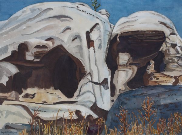 Watercolor by Louis Kollmeyer titled “Shaped By the Ancient Sea 2003 MT”, 21.5 × 29 inches