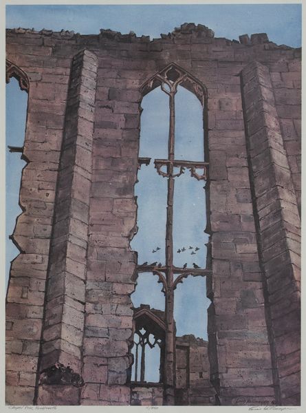 WC Print 11:450 by Louis Kollmeyer titled “Chapel Ruin”, 29 × 21.5 inches