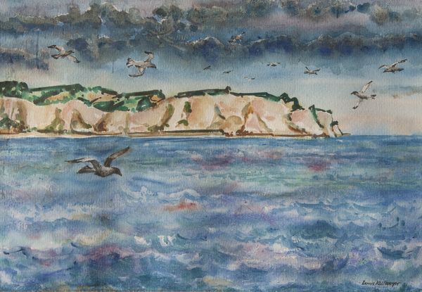 Watercolor by Louis Kollmeyer titled “Cliffs of Dover”, 14.5 × 21 inches