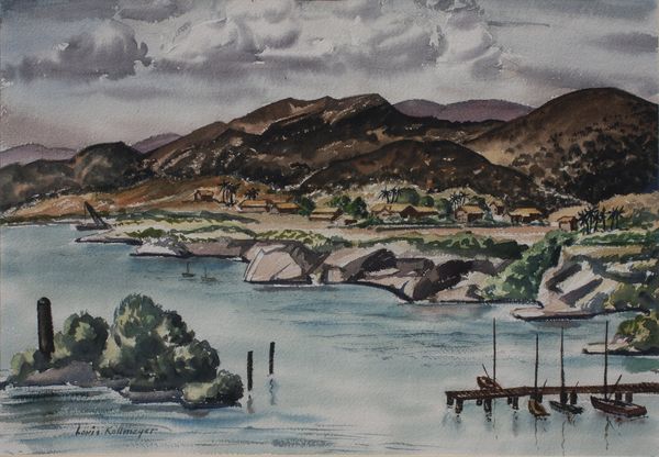 Watercolor by Louis Kollmeyer titled “Guantanamo Bay, Cuba”, 19.5 × 13.5 inches