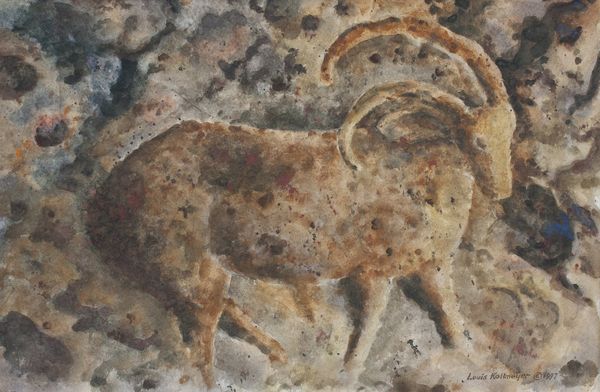 Watercolor by Louis Kollmeyer titled “Untitled (Ram)”, 21.5 × 14.25 inches