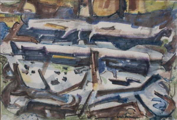 Watercolor by Louis Kollmeyer titled “January”, 29 × 21 inches