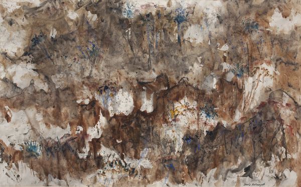 Watercolor by Louis Kollmeyer titled “Snow Remnants”, 29 × 18 inches