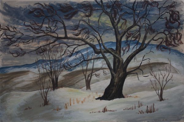 Watercolor by Louis Kollmeyer titled “Untitled (winter tree)”, 29 × 21 inches