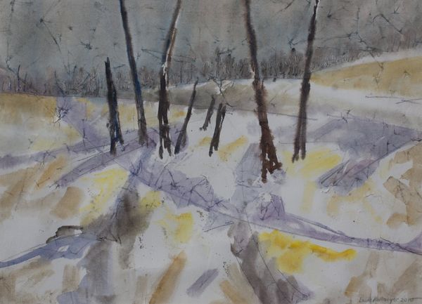 Watercolor by Louis Kollmeyer titled “Winter Pattern”, 29 × 21 inches
